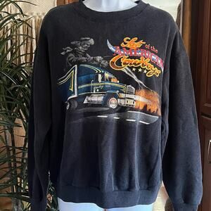 VTG 90s Trucker Sweatshirt RARE | L | Last of the American Cowboys | Big Rig USA